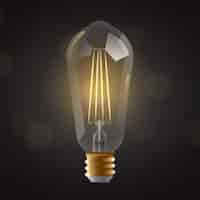 Vettore gratuito lampadina realistica con elettricità