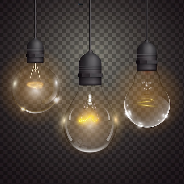 Free vector realistic light bulbs collection