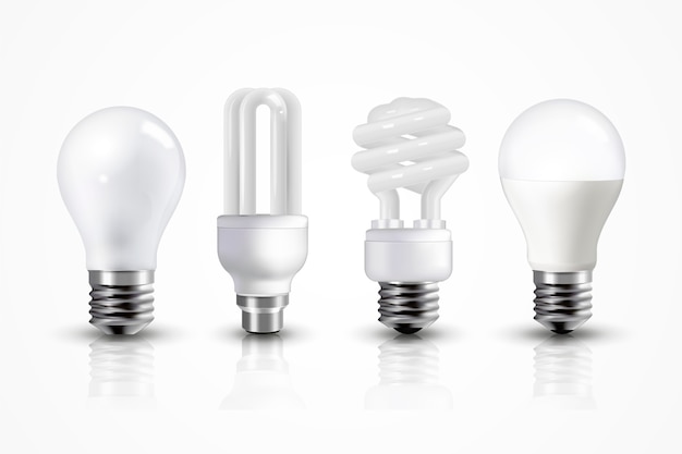 Realistic light bulbs collection