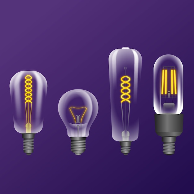 Realistic light bulbs with filament
