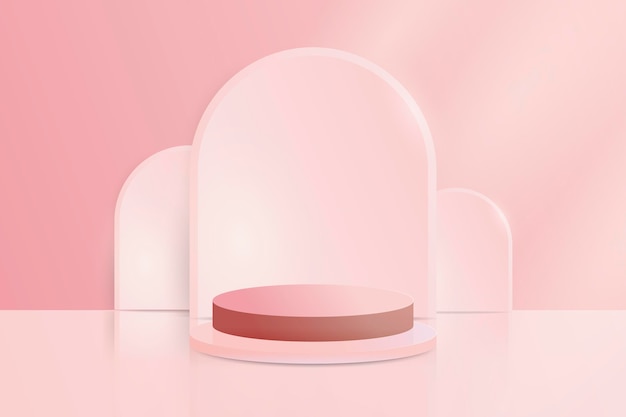 Realistic light pink podium background