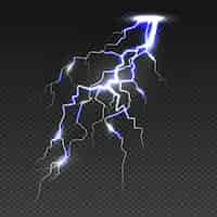 Free vector realistic lightning bolt on transparent background