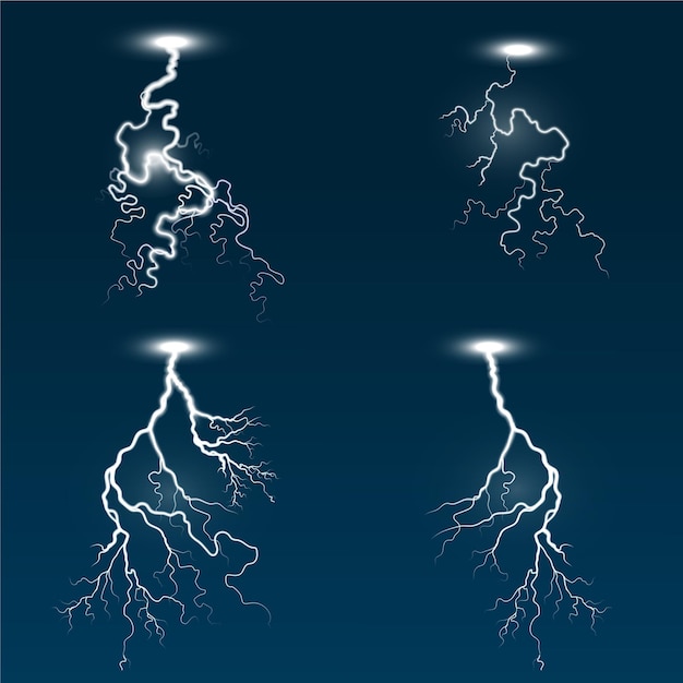 Free vector realistic lightning effect collection