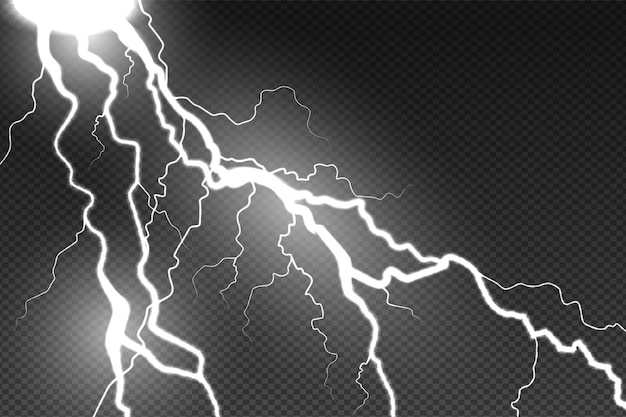 Realistic lightning effect on transparent background