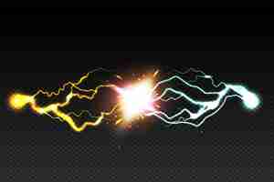 Free vector realistic lightning effect on transparent background