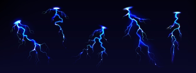 Realistic lightnings collection