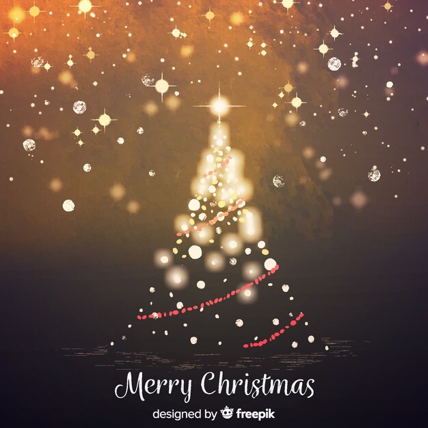 Free vector realistic lights christmas tree background