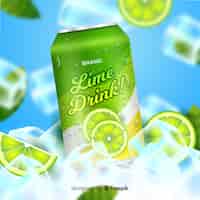Free vector realistic lime soda advertisement