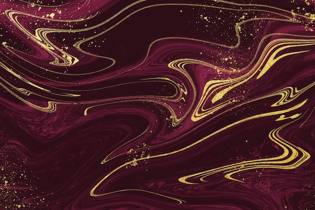 Realistic liquid marble background with gold