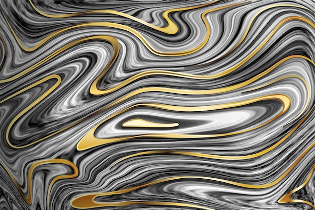 Realistic liquid marble background with gold