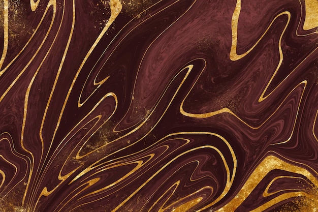 Realistic liquid marble background with gold