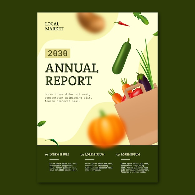 Free vector realistic local market annual report template