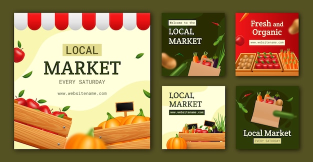 Free vector realistic local market instagram post