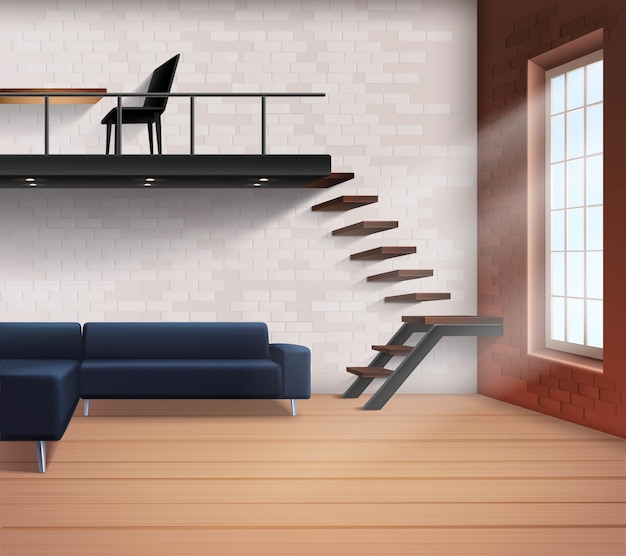 Free vector realistic loft interior concept