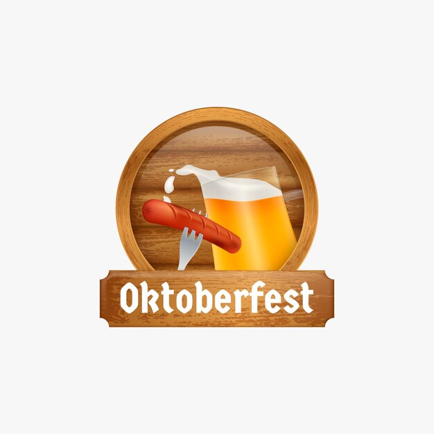 Реалистичный шаблон логотипа для фестиваля октоберфест