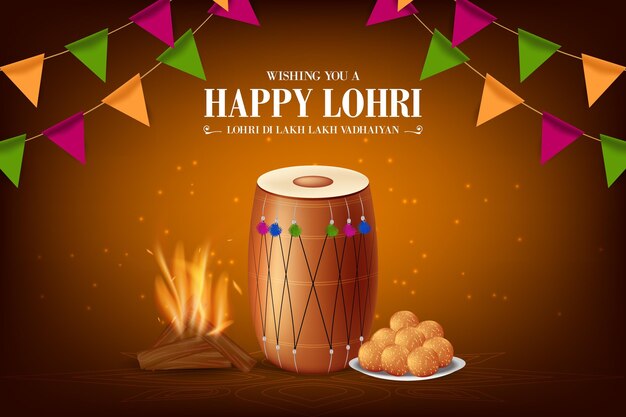 Vettore gratuito festival di lohri realistico