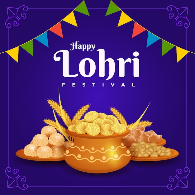 Realistic lohri food background