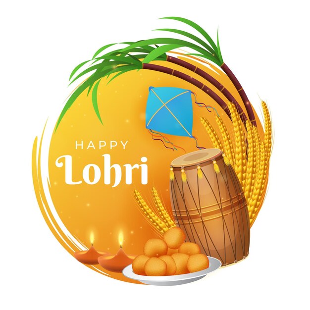 Realistic lohri illustration