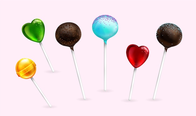 Free vector realistic lollipop set