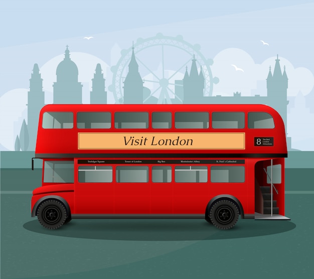 Realistic London Double Decker Bus Illustration