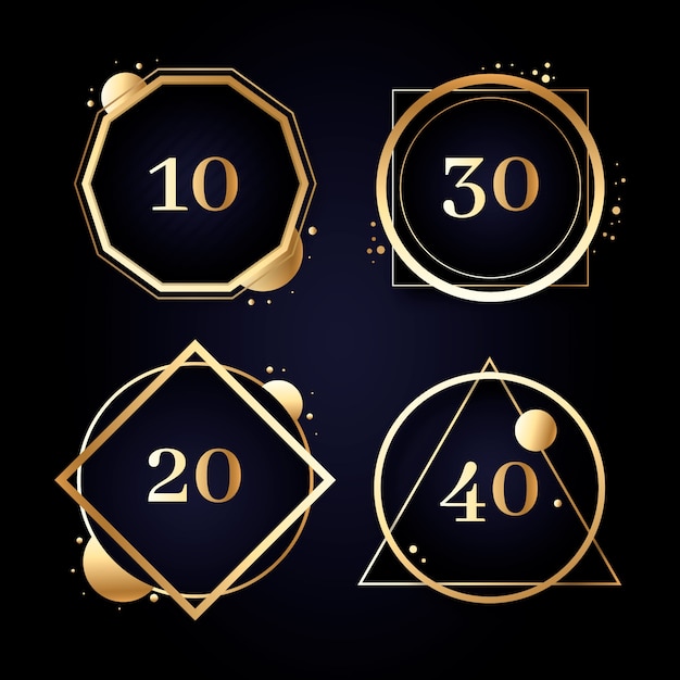 Realistic luxury anniversary labels collection – Free Vector Templates