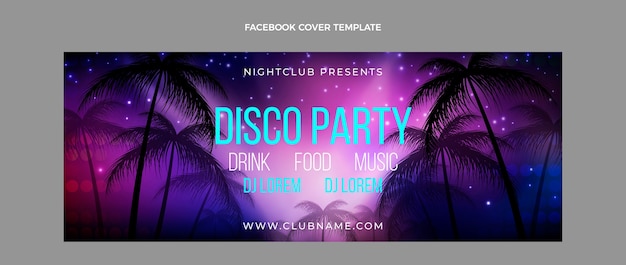 Realistic luxury disco party facebook cover