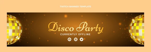 Realistic luxury disco party twitch banner