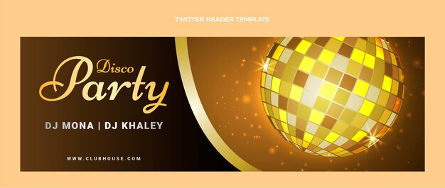 Realistic luxury disco party twitter header