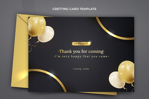 Free vector realistic luxury golden birthday greeting card