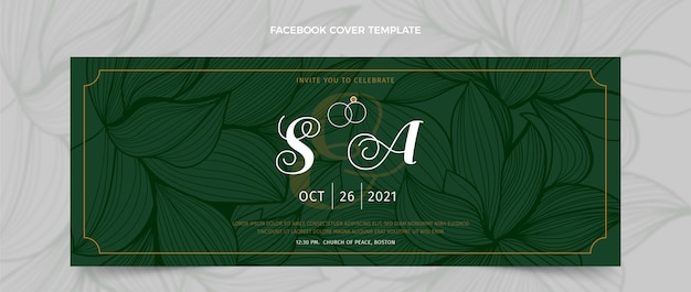 Realistic luxury golden wedding facebook cover