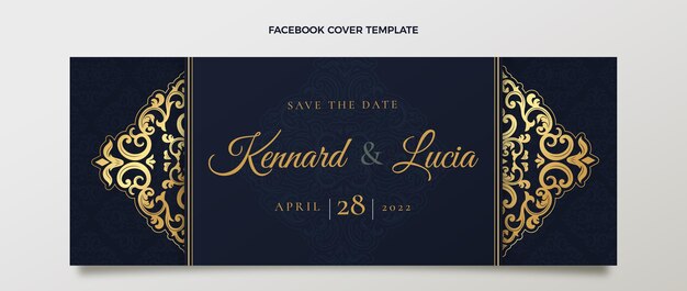 realistic luxury golden wedding facebook cover