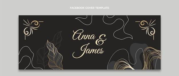 水彩手描きの結婚式のFacebookの表紙