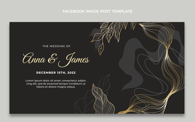 realistic luxury golden wedding facebook post