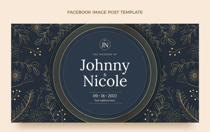 Free Vector realistic luxury golden wedding facebook post
