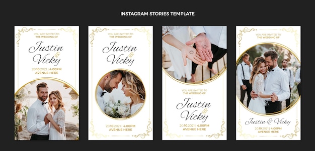 Realistic luxury golden wedding instagram stories
