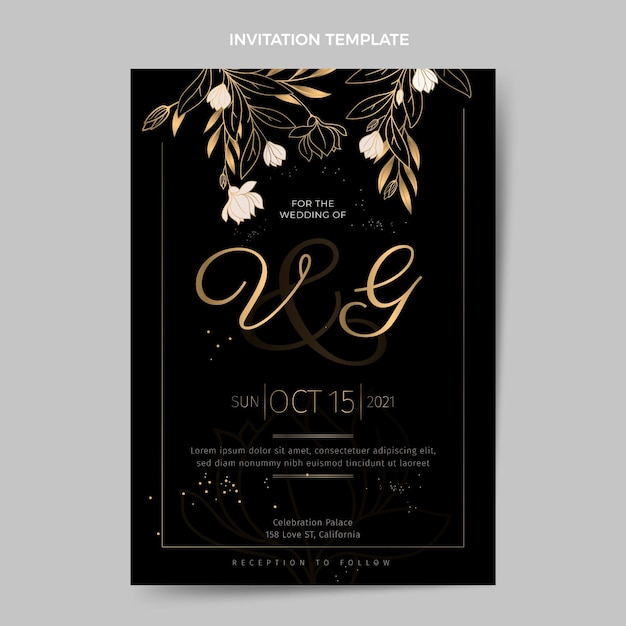 Free vector realistic luxury golden wedding invitation