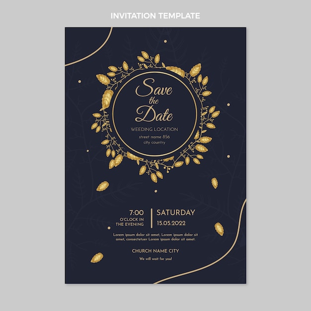 Free vector realistic luxury golden wedding invitation