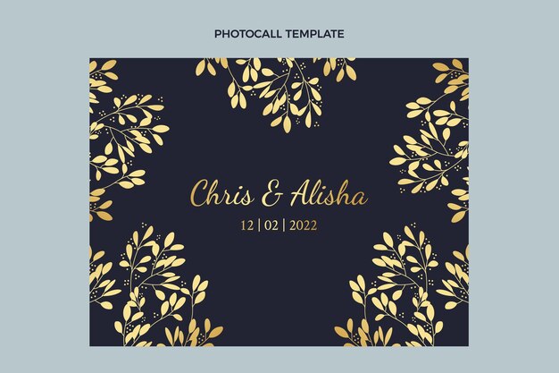 Realistic luxury golden wedding photocall