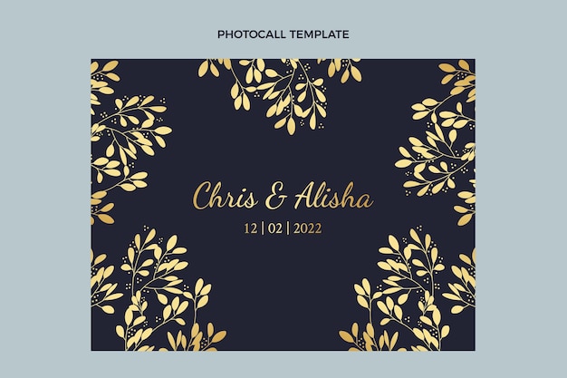 realistic luxury golden wedding photocall