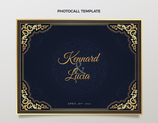 realistic luxury golden wedding photocall