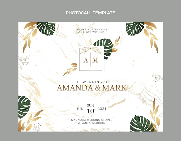 Free vector realistic luxury golden wedding photocall