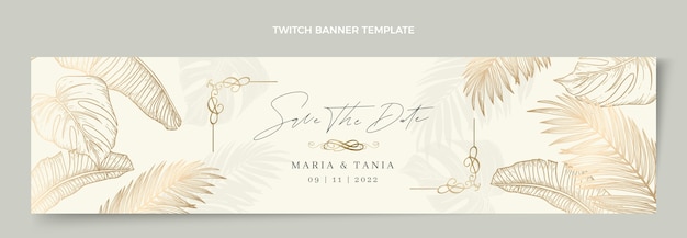 Realistic luxury golden wedding twitch banner