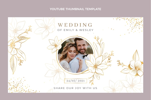 Realistic luxury golden wedding youtube thumbnail