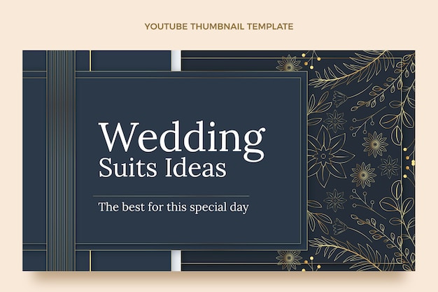 Realistic luxury golden wedding youtube thumbnail