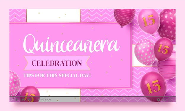 Free vector realistic luxury quinceanera template