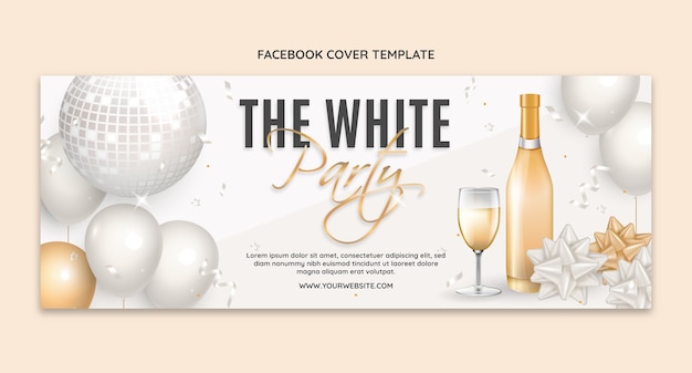 Free vector realistic luxury white party facebook cover