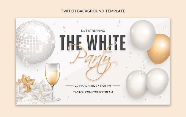 Free vector realistic luxury white party twitch background