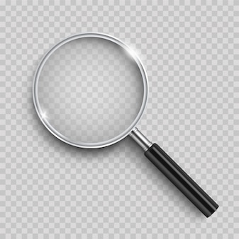 Realistic magnifying glass with shadow on a transparent    .