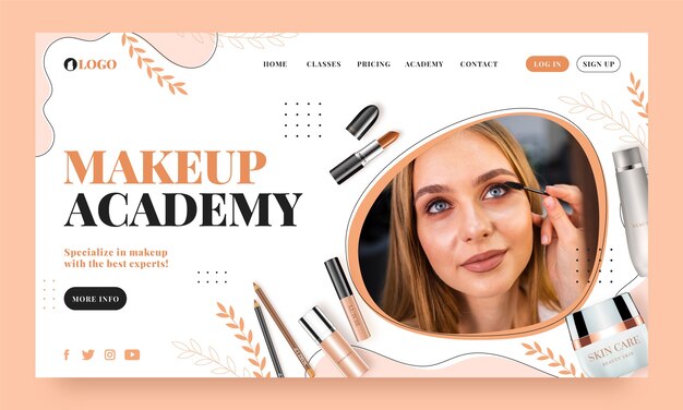 Realistic makeup artist landing page template