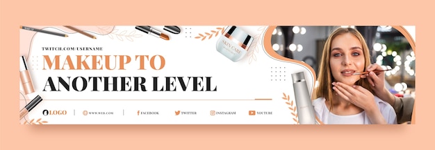 Free vector realistic makeup artist twitch banner template